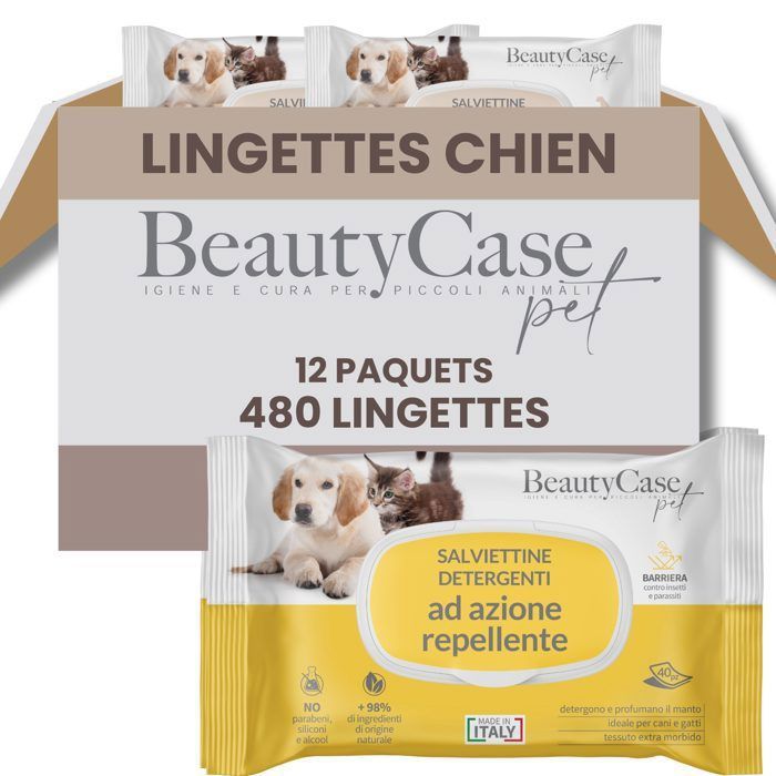 Beauty Case Lingettes Nettoyantes pour Animaux à Action Répulsive - 480 pcs