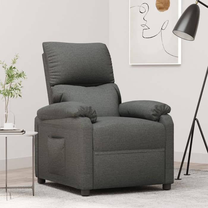 Printemps/été 2025 Fauteuil Relax SOLOMON Fauteuil inclinable Gris foncé Tissu - 70.5x90x100 cm LV4880