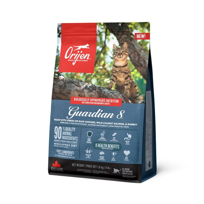 Croquettes pour chat - ORIJEN - Guardian 8 - 8 bienfaits - 90% origine animale - oméga‑3 poisson sauvage