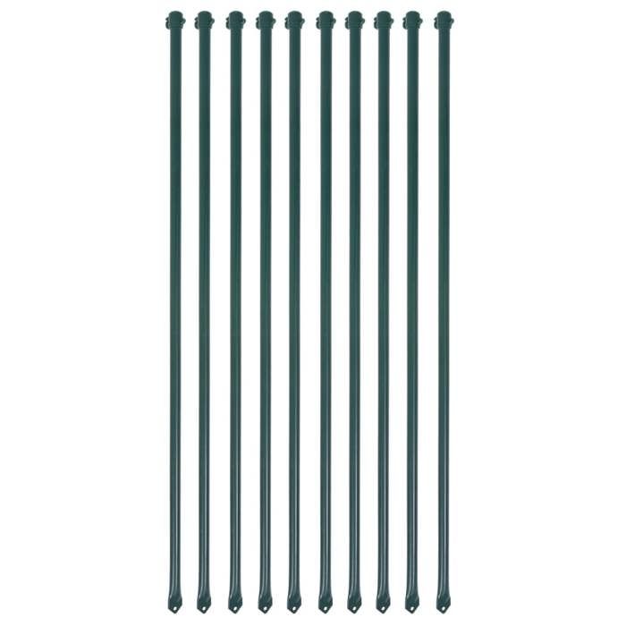 Poteaux de jardin - vidaXL - Métal - 1 m - Vert - Lot de 10