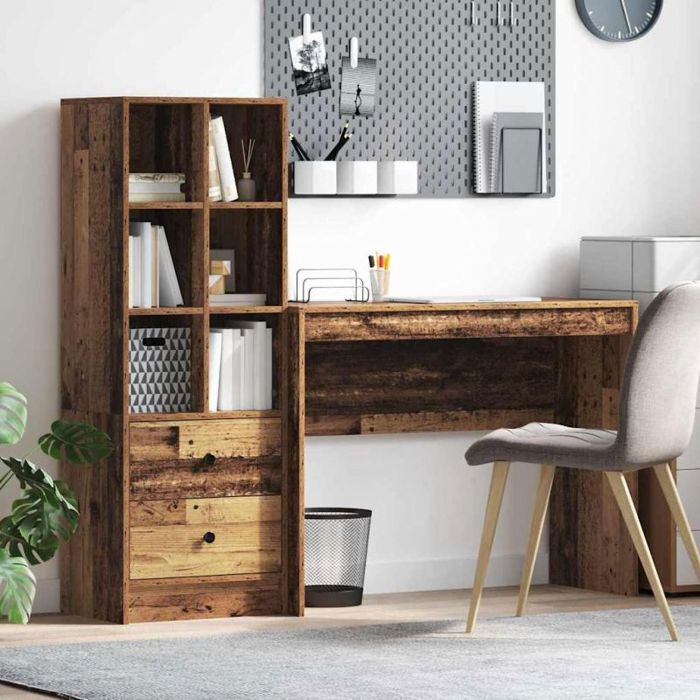 Bureau - rehausse bureau Vidaxl Bureau avec rangement 2 pcs Bois Ancien 100 x 40 x 76 cm