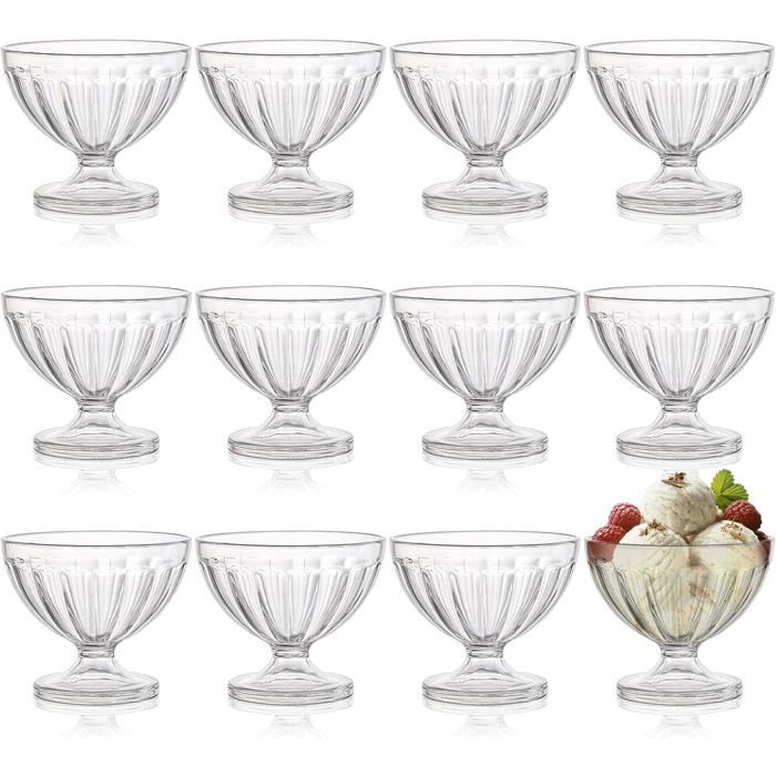 Bols à crème glacée acrylique transparent 236.8g lot de 12 pour desserts sundae salades cocktails condiments