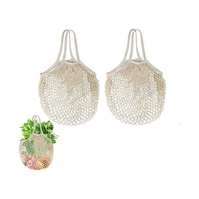 Filet De Course Fruits 2 Respectueux de l'environnement provisions en corde de coton bio Filet ...