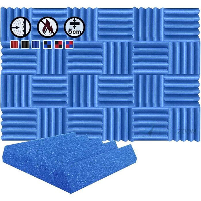 Panneaux Mousse Acoustiques Polyuréthane 25x25x5cm Bleu, Lot 24 — free download