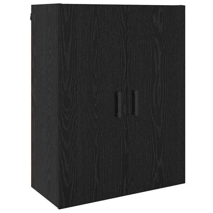 Cabinet mural en bois dingénierie - GKO - Chêne noir - 69.5x34x90 cm - Avec porte - Étagères intégrées