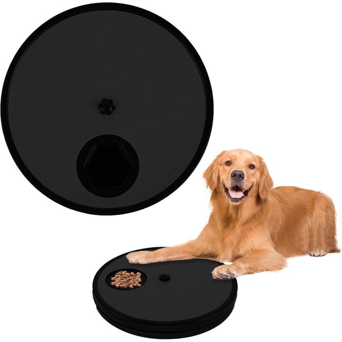 Tapis à griffer antidérapant chien avec 6 compartiments à friandises distributeur de croquettes rotatif et antidérapant  (noir)