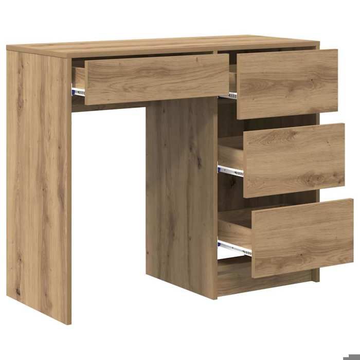 Bureau BURKE Marron Table à écrire - 1 PERSONNE - Chêne artisanal 90x375x75 cm - Bois dingénierie BB1015