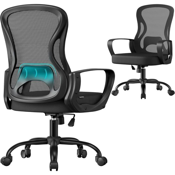 LIMBALAY Chaise Bureau Ergonomique Maille Respirante - Support Lombaire, Appui-tête Et Accoudoirs 4D