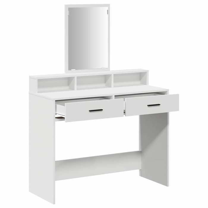 Moderne Coiffeuse pour Chambre - jills - Table de maquillage - avec tiroir Blanc 100x41x140 cm - Bois dingénierie CCC617