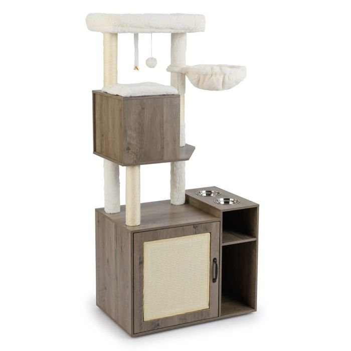 Arbre à chat avec meuble dissimulé pour bac à litière 72 x 455 x 155