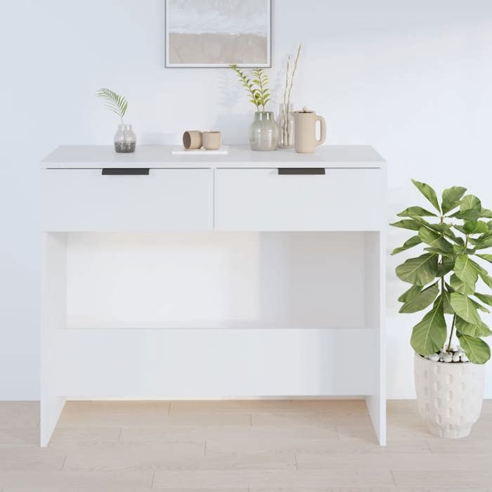 Table console de Salon - Design Classique - Blanc Table console Blanc 90 x 36 x 75cm - Bois dingénierie hot22146092