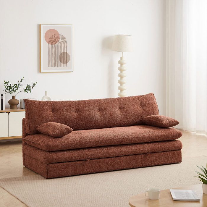 Banquette convertible KIARA 3 places tissu bouclette terracotta Banquette convertible KIARA 3 places tissu bouclette terracotta