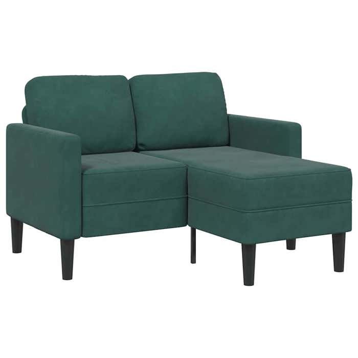 NEW 2026 Canapé moderne - Design ergonomique - pour salon - 2 places avec méridienne en L vert foncé 125 cm velours L2850
