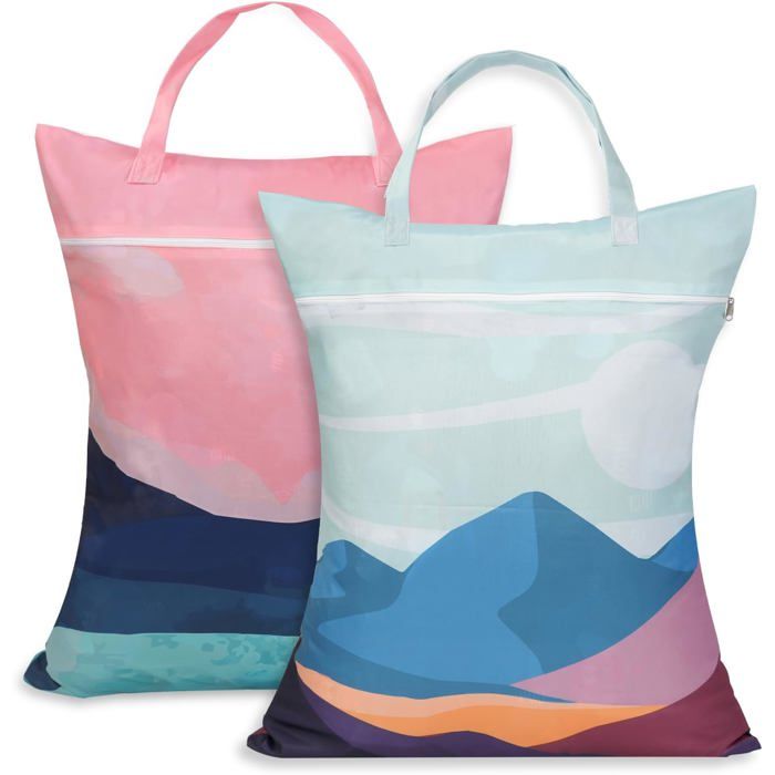 Grands sacs à linge voyage imperméables 2 pièces pliables avec poignée & fermeture éclair Linge sale/vêtements humides voyage &