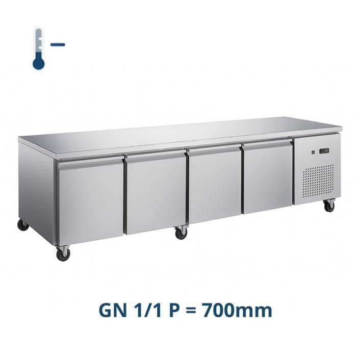 Desserte réfrigérée négative - 4 portes GN1/1 - 553 L - -18/-22°C - Inox