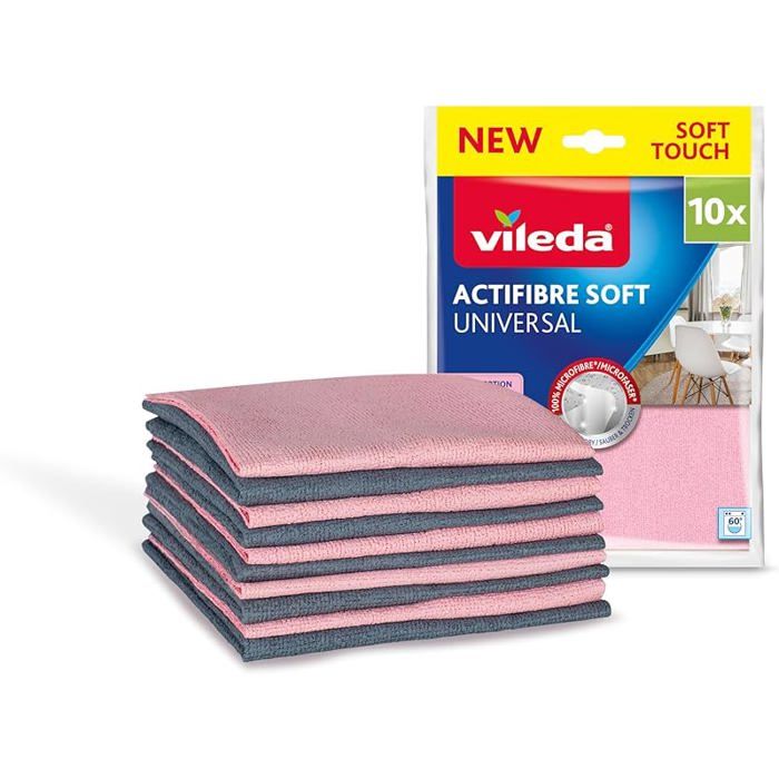 Lavettes Actifibre Soft Universal - Nettoie et Sèche sans Traces - Serviettes Microfibres Douces -100% Microfibres avec EPONGE