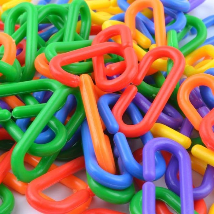 100pcs Plastique C-Clips Crochets Chaîne Liens C-Links Rat Parrot Bird Cage Jouet