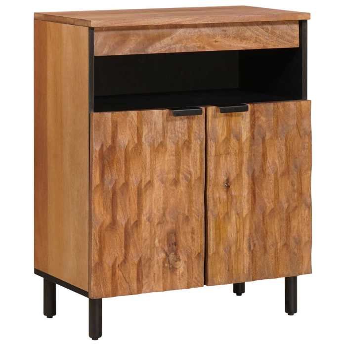 Commode Et Enfilade - vidaXL - bahut rangement -  bois de manguier massif - finition acacia brun - 2 portes - avec poignées - 60 x 3