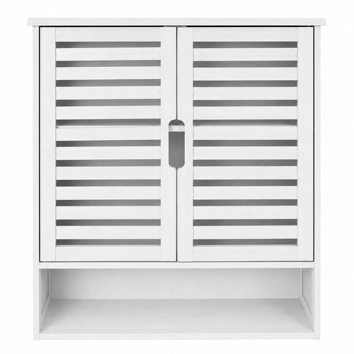 Meuble de salle de bain HUOLE en bambou blanc rangement pour salle de bain modèle mural 20 × 59 × 66 5 cm.