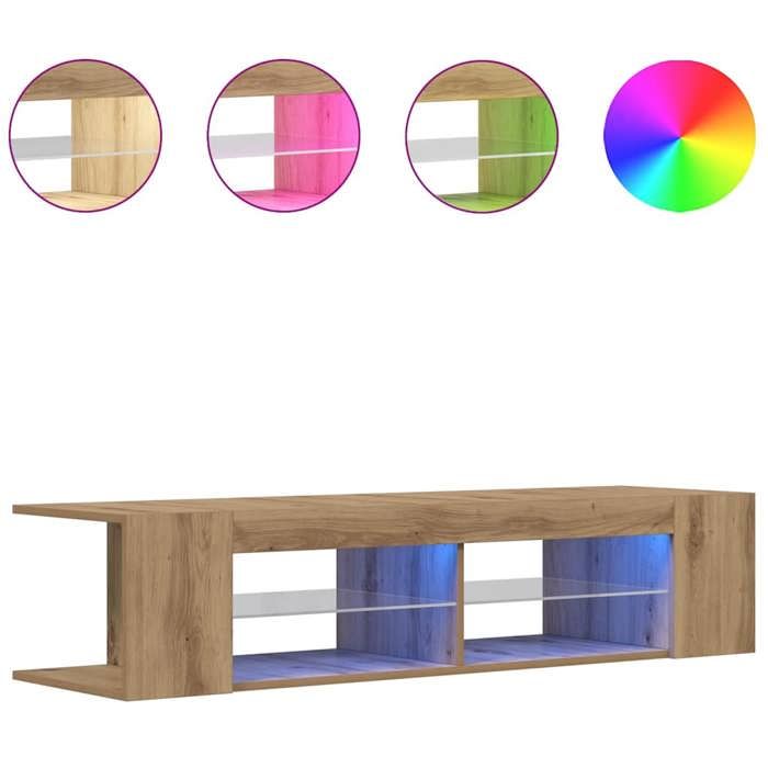 Maison Exclusive - Meuble TV avec lumières LED chêne artisanal bois dingénierie