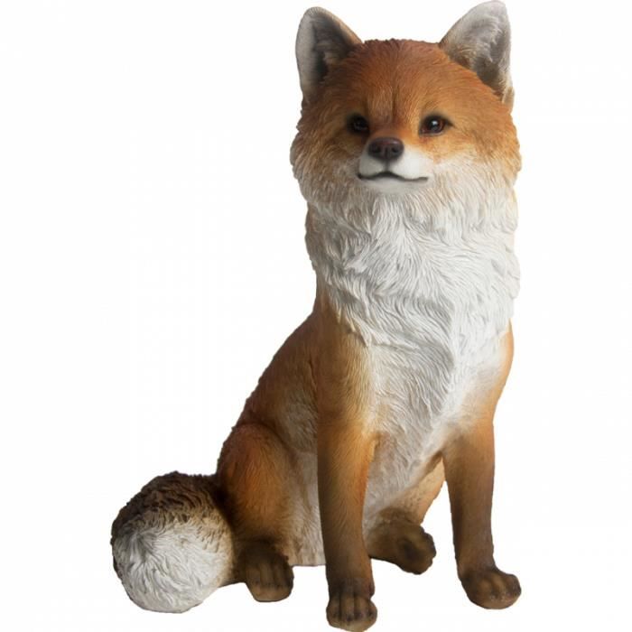 D?�coration de jardin - Figurine d?�corative int?�rieur ou ext?�rieur - Renard assis - H 26,7 cm 