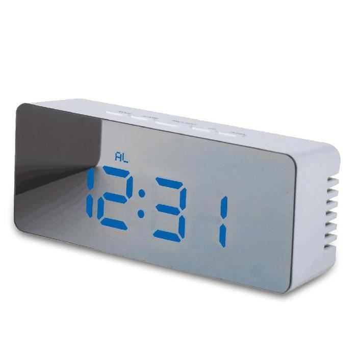 Réveil Numérique Électronique Avec 2 Réveils, Miroir Horloge Led Avec 8 Réveil Numérique Électronique Avec 2 Réveils, Miroir Horloge Led Avec 8