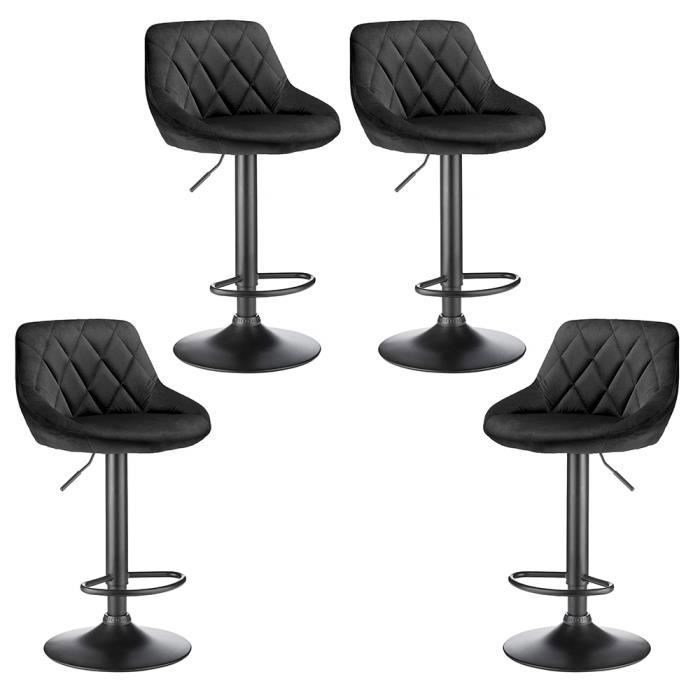 Chaise de salle à manger BUL - Lot de 4 - Noir - Réglable 85-104 cm