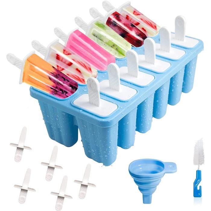 Shyllin 3PCS Moules à Glace Enfant Silicone - Popsicle DIY Avec 20 Bâtonnets - Sans BPA