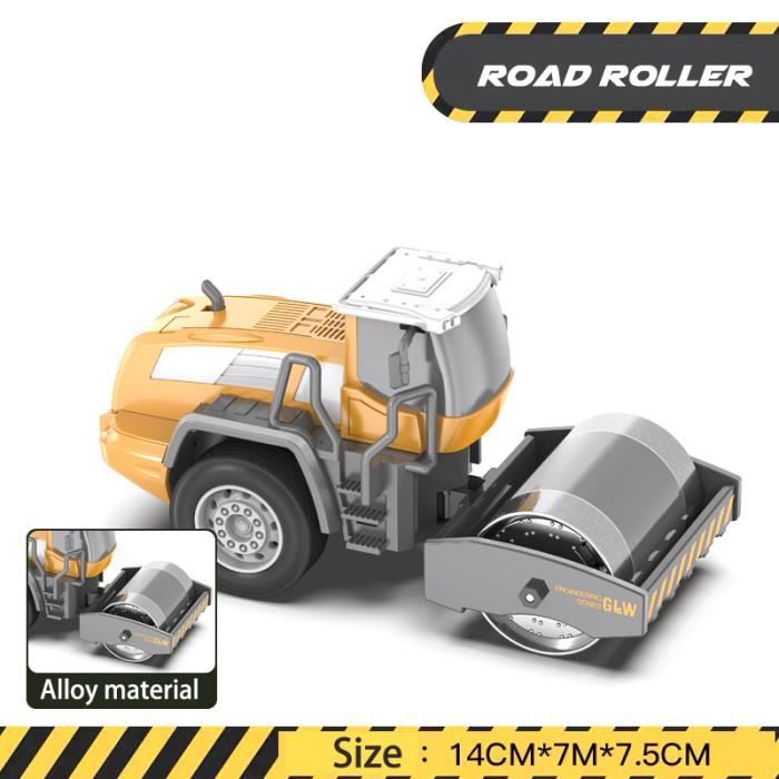 Rouleau De Route Compact 1:50 - Engin De Chantier Moulé Sous Pression - Jaune - Jouet Pour Enfants Garçons Et Filles