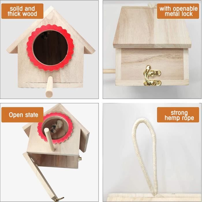 Volière,Nichoirs En Bois Peints à La Main, Faciles à Accrocher, Pour L