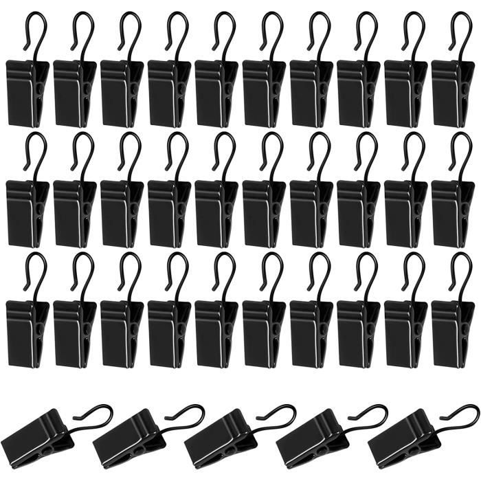 Lot De 60 Crochets Rideau - 30 En Acier Inoxydable Argenté + 30 En Plastique Blanc