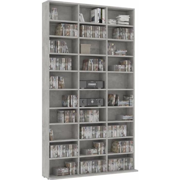 Tranquilidad mero Remisión Étagère Rangement CD-DVD Meuble de Rangement Gris béton 102x16x177,5 cm Aggloméré - Cdiscount Maison Tranquilidad mero Remisión Étagère Rangement CD-DVD Meuble de Rangement Gris béton 102x16x177,5 cm Aggloméré - Cdiscount Maison