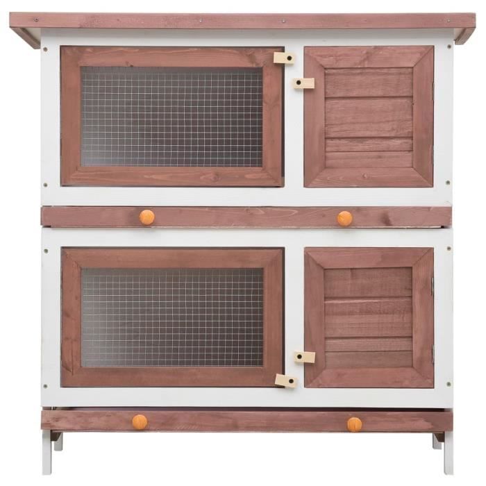 Meilleurs prix pour Clapier dextérieur - KAI - 4 portes - Bois de sapin massif - Treillis métallique - Protection étanche