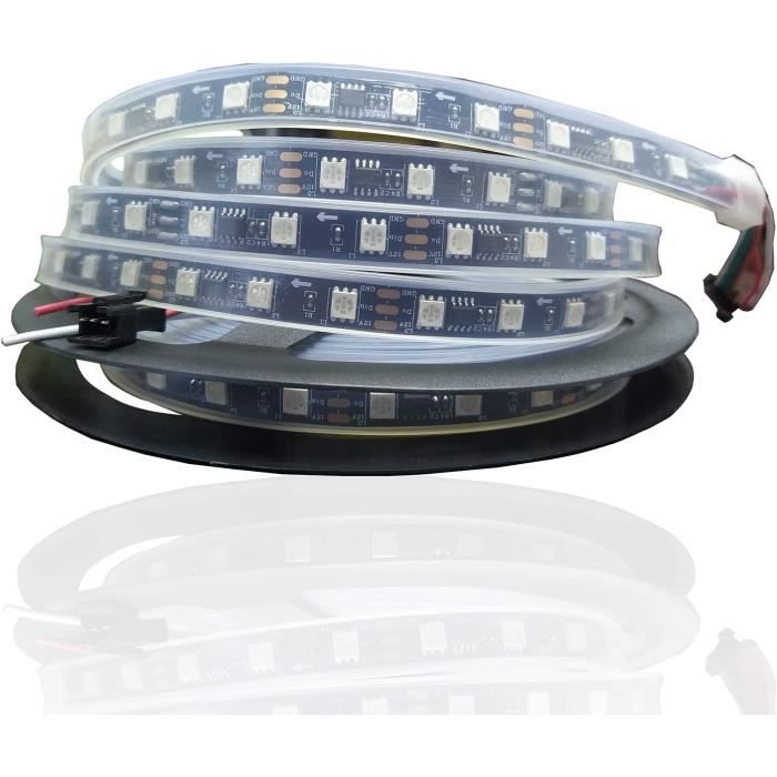 Bande LED Néon WS2811 5m 12V - 480 LEDs RGB Adressables - IP65 étanche - Silicone - Sans Contrôleur