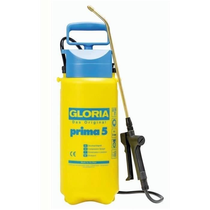 Pulvérisateur à pression - GLORIA - Prima 5 - 5L - Jaune et bleu - Avec lance et buse en laiton