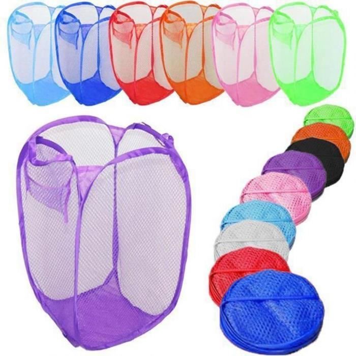 Panier à Linge Pop Up Pliable Gris Avec Poignée - Sac De Rangement Suspendu Gain De Place Pour Vêtements Et Jouets