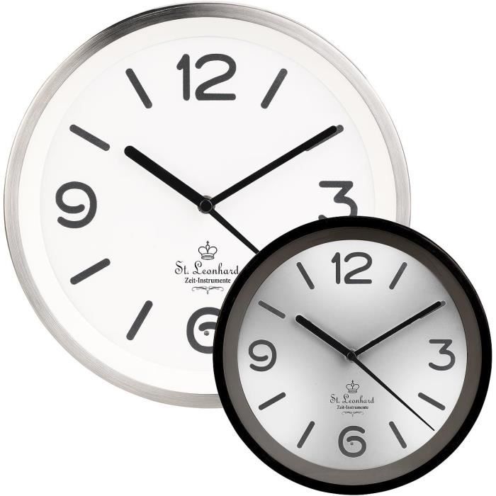 Horloge murale silencieuse bleue FISHTEC grands chiffres température intérieure LCD design moderne - Maison