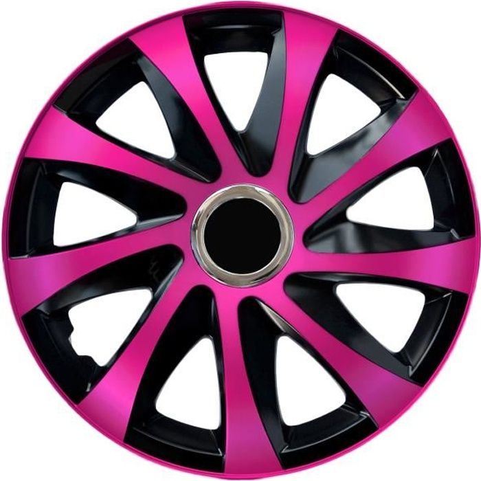 Enjoliveurs de roues Drift EXTRA en rose et noir 15 lot de 4 piéces