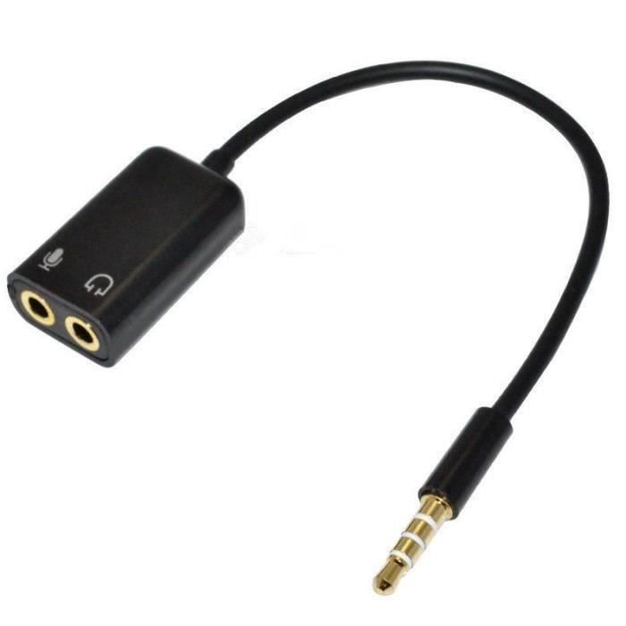 Câble adaptateur combiné micro-casque-écouteur-microphone pour Iphone PS4-PS3-PC-3.5  mm 1x (M) 2x (F) 15cm noir - Cdiscount Informatique