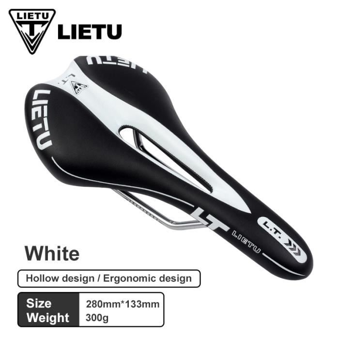 Selle De Vélo Large Confortable - Selle VTT Route Avec Coutures Blanches Et Noires - Accessoire Vélo