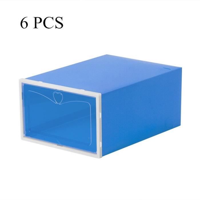 meuble à chaussures,3-6 pièces-ensemble pli en plastique chaussures étui épaissi transparent tiroir case en - type blue 6pcs