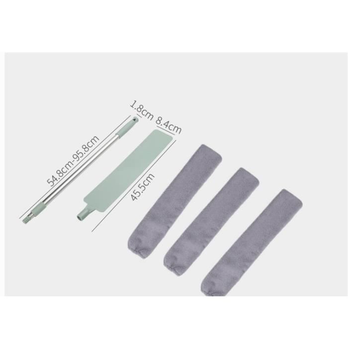 Brosse De Nettoyage Rétractable Avec Long Manche (76,2 à 254 Cm), Outils De Nettoyage Avec 3 Chiffons En Microfibre, Plumeau Extensible Pour Nettoyer