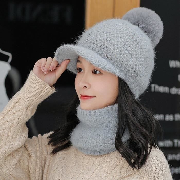 Acheter Chapeau femme automne et hiver japonais mignon tout-match épais  chaud casquette en peluche casquette octogonale