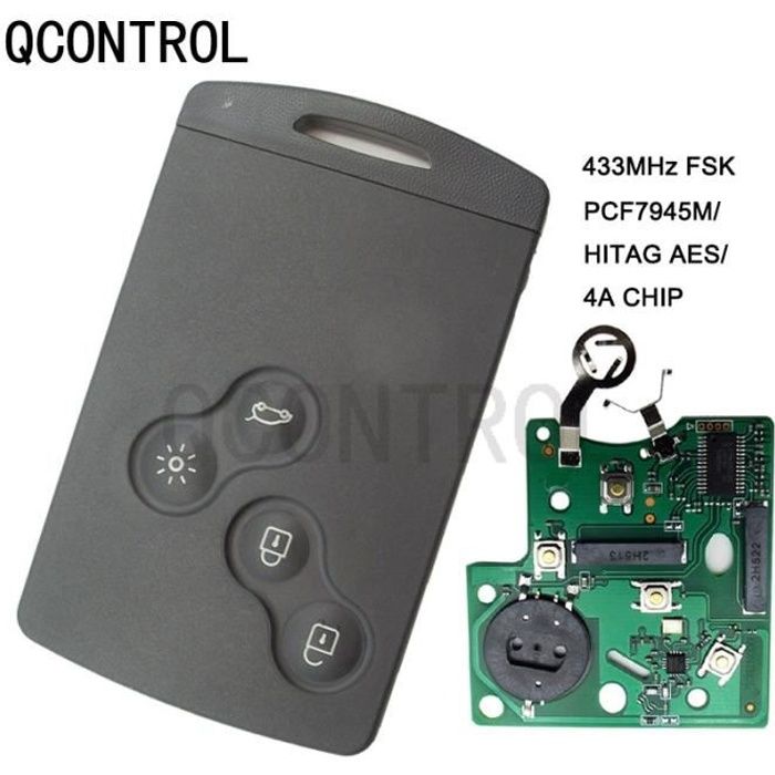 Taille clé télécommande intelligente à 4 boutons, 433MHz, transpondeur PCF7945-7953, pour voiture Renault Clio IV Captur, lame VA