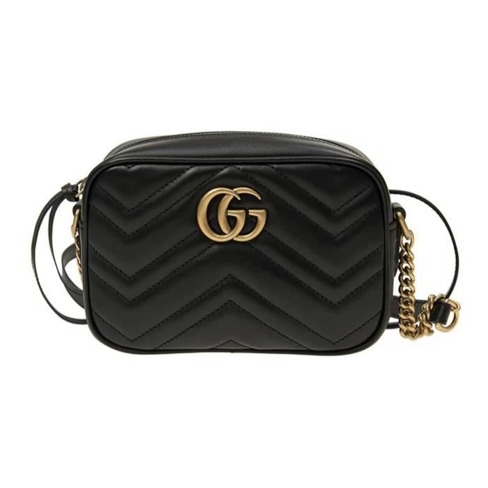 Gucci Marmont Gold Label Single shoulder Sling Bag sac pour appareil photo Mini femme noir Cdiscount Appareil Photo