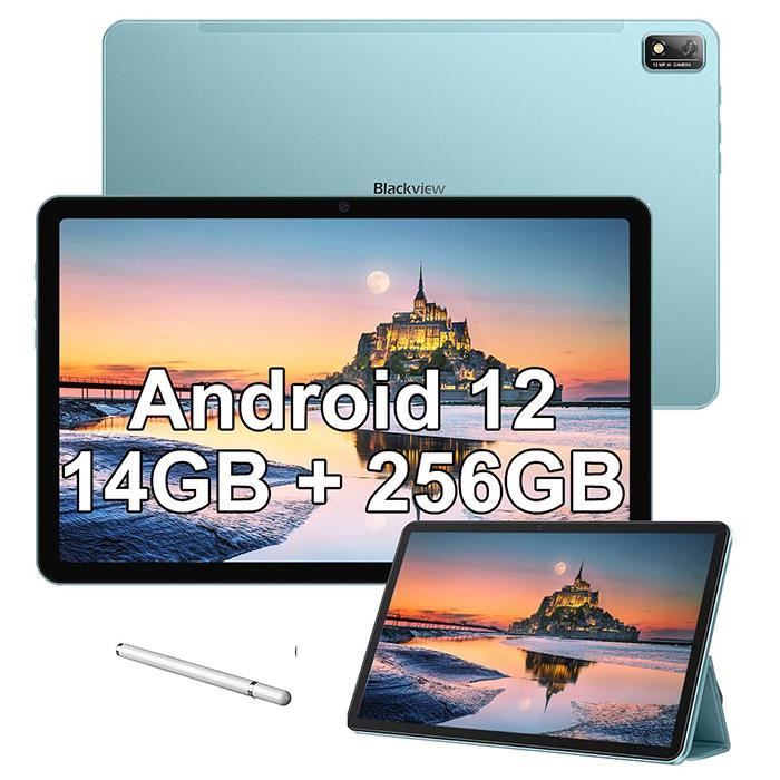 Tablette tactile Blackview Tab 16 Tablette Tactile 11 pouces FHD+  14Go+256Go-SD 1To 13MP+8MP 7680mAh Android 12 Dual SIM,Certifié TÜV,Face ID  - Bleu