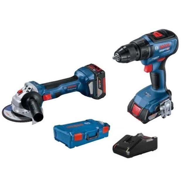 Bosch Pack Meuleuse d'angle et perceuse visseuse ? percussion 18V 5 0 Ah et 2 0 Ah Li Ion 0615990M47 Bosch Professional