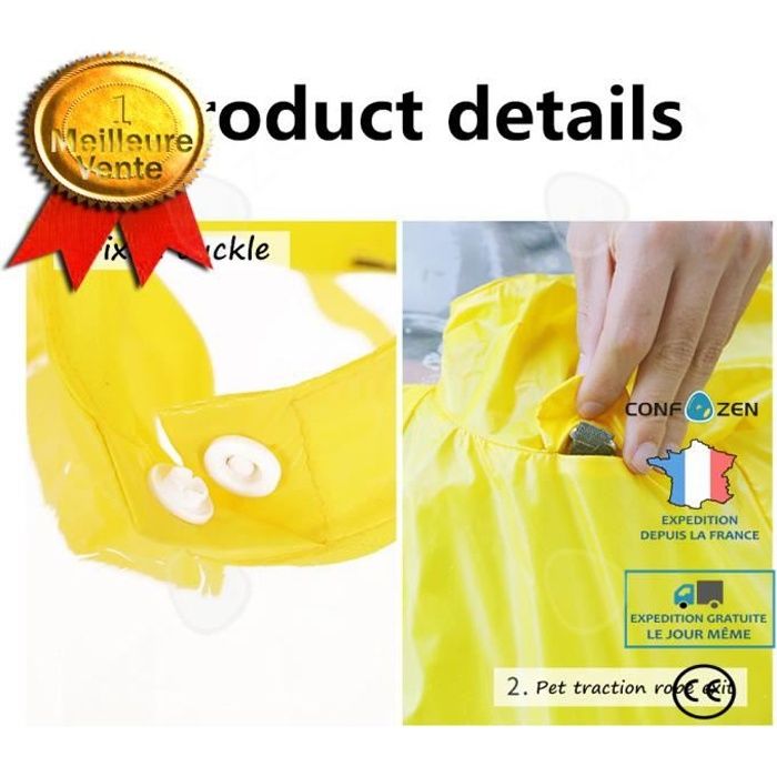 Confo® Vêtement De Pluie Petit Chien Anti Pluie Habit Protection Animaux De Compagnie Étanche Coupe Vent Disque Manteau Abri