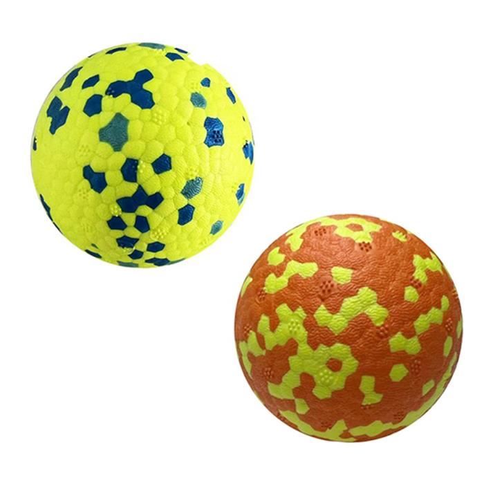 Comparer les prix de DAMILY® 2 Pcs Boule Mâcher Chien Chat Jouet Formation,Balle jouet morsure de chien, jaune et orange