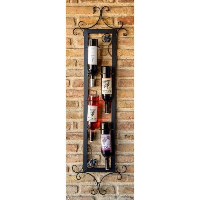 Étagère à Vin Murale DanDiBo - Rond Métal Noir, 4 Bouteilles